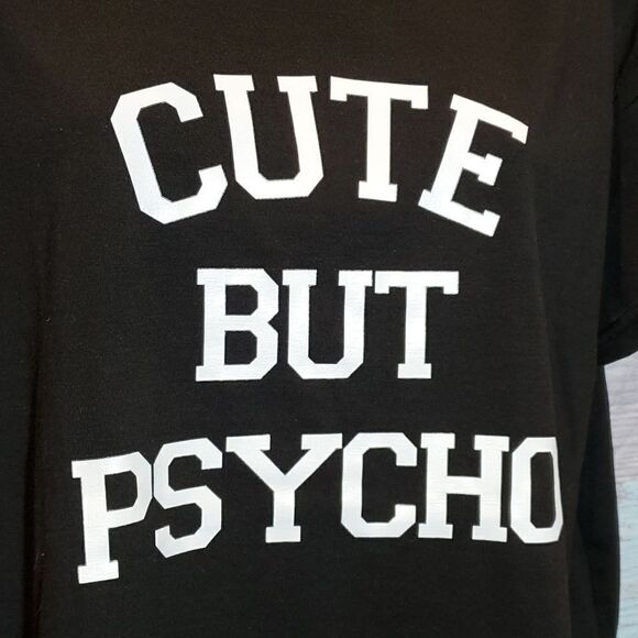 Cute But Psycho Black Tee T-Shirt, Ladies Sz L? - Picture 3 of 5